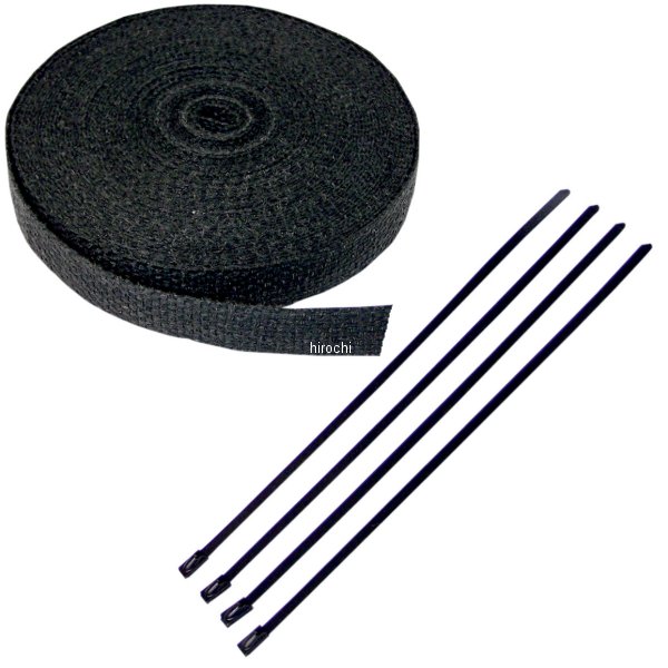 マフラー用ラップ 1インチ x 50フィート 黒 黒タイラップ