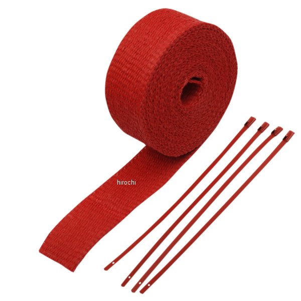 マフラー用ラップ 2インチ x 25フィート 赤 赤タイラップ