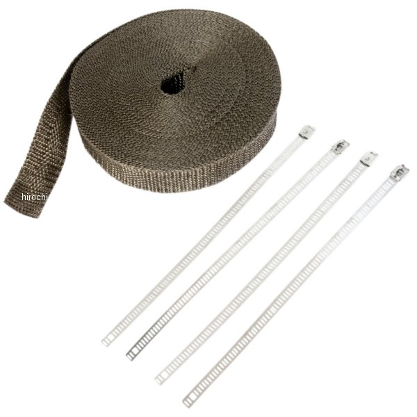 マフラー用ラップ 1インチ x 50フィート メタリック タイラップ付き