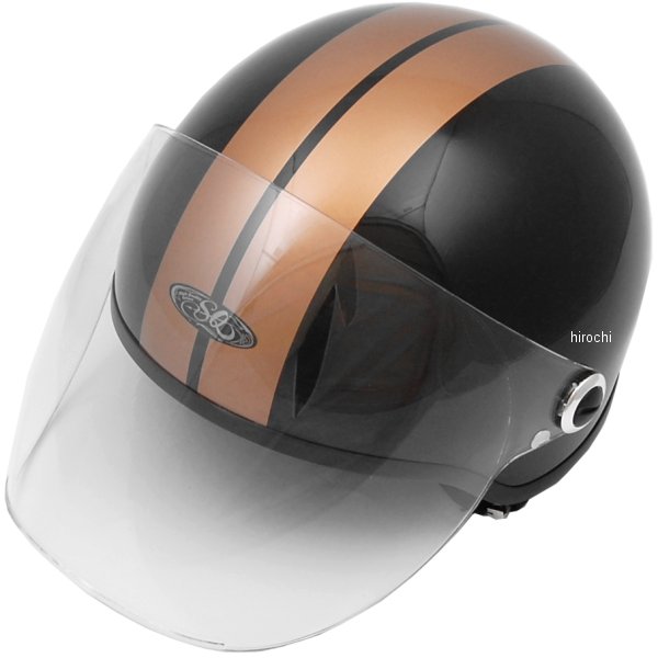 ハーフヘルメット SQ-32 ショーティ 黒/ゴールド フリーサイズ(58-59cm)