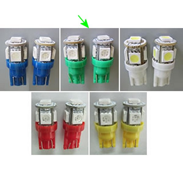 LED バルブ ポジション用 T10ウェッジ 2個入り グリーン発光 Ｔ10 タイプ