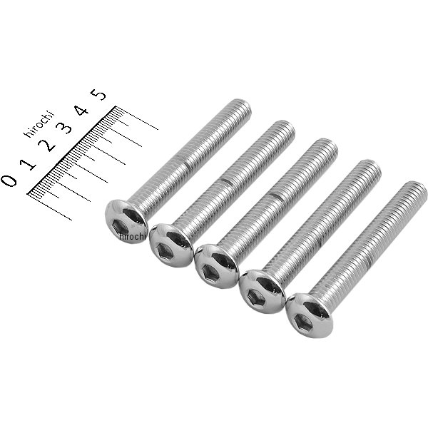 六角穴付きボタンボルト 3/8"x 16 x 2.75インチ(70mm) クローム (5個入り)