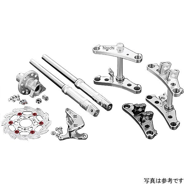 ワイドステム 27mm フロントフォークキット モンキー バーハンドル対応 クランプ付 ガンメタ 2pods