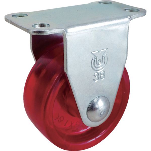 スケルトンキャスター固定車　３８径ポリカーボネート車（赤）