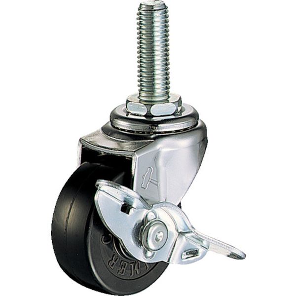 Ｅ型ねじ式　自在ＳＰ付　ゴム車５０ｍｍ　Ｍ１２ＸＰ１．７５