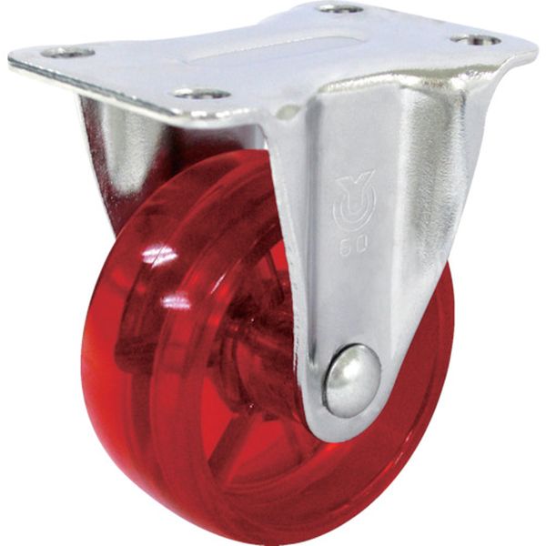 スケルトンキャスター固定車　５０径ポリカーボネート車（赤）