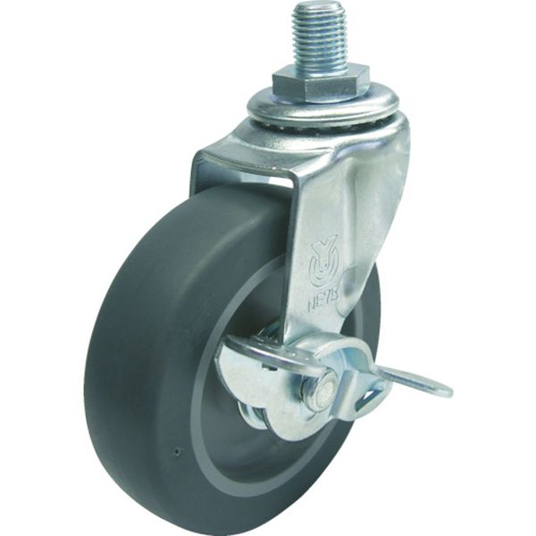 ねじ込みキャスター自在車ストッパー付　６５径エラストマー車輪