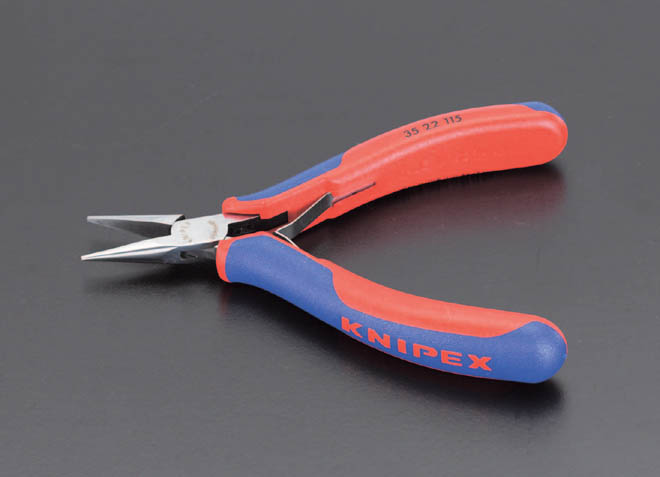 115mm 精密用プライヤー(グリップ付/半丸/ストレート)