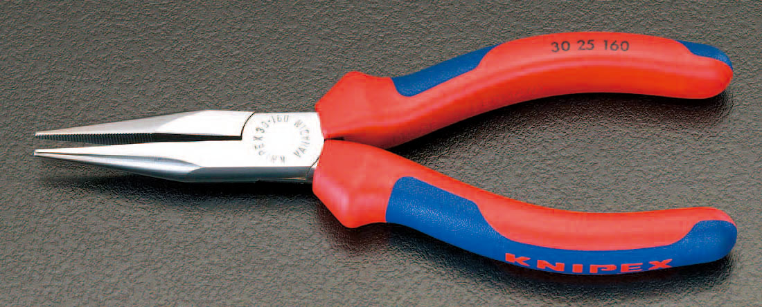 140mm ロングノーズプライヤー(グリップ付/メッキ)