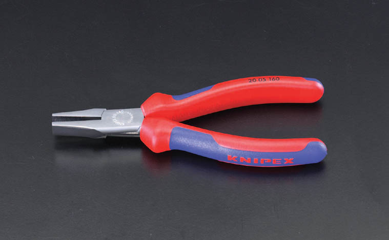 140mm フラットノーズプライヤー(グリップ付/メッキ)