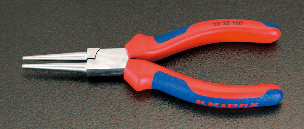 160mm ラウンドノーズプライヤー(グリップ付/メッキ)