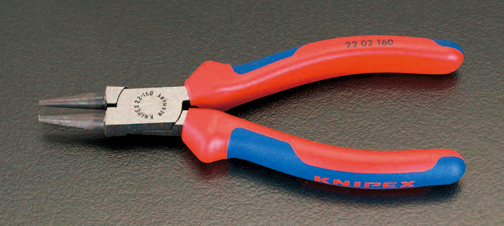 160mm ラウンドノーズプライヤー(グリップ付/磨き)