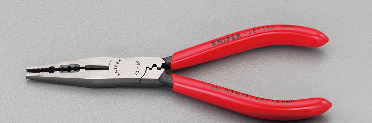 160mm 穴付ラジオペンチ(圧着付)