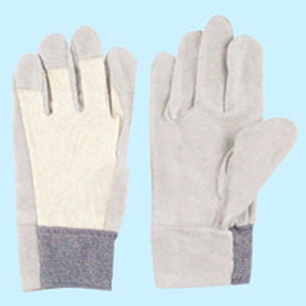 牛本革手袋　甲メリヤス袖口ゴムタック　１３１白　Ｌ寸