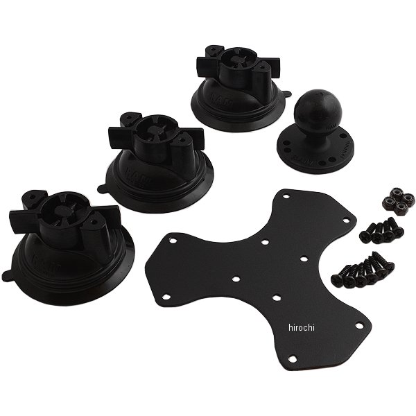 トリプルサクションベース 1.5インチボール 黒 (吸盤タイプ)