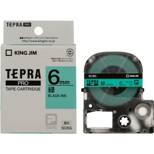 キングジム　テプラＰＲＯテ－プカ－トリッジ　カラータイプ（緑に黒文字）