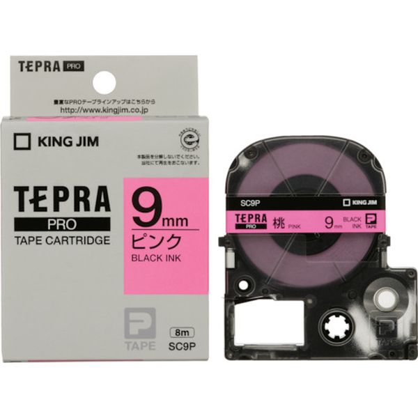 キングジム　テプラＰＲＯテ－プカ－トリッジ　カラータイプ（ピンクに黒文字）