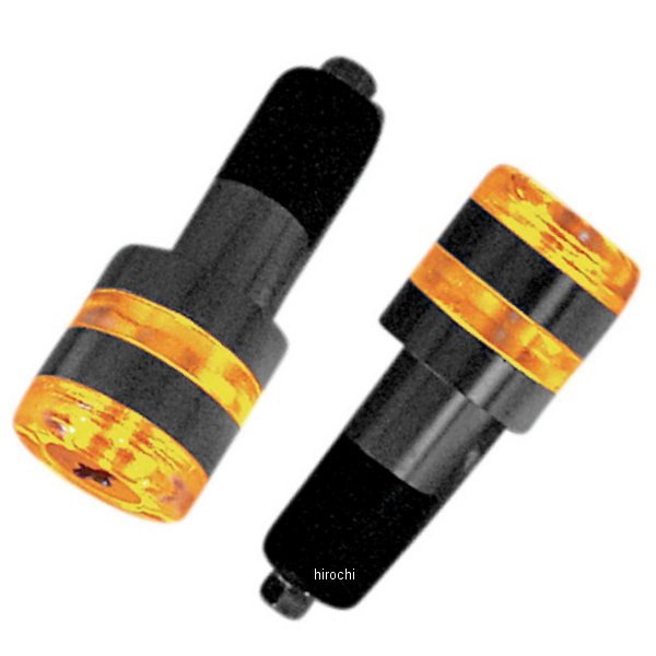【セール特価】 LED バーエンド ライト 7/8インチ、1インチ ハンドル用 黒/アンバー
