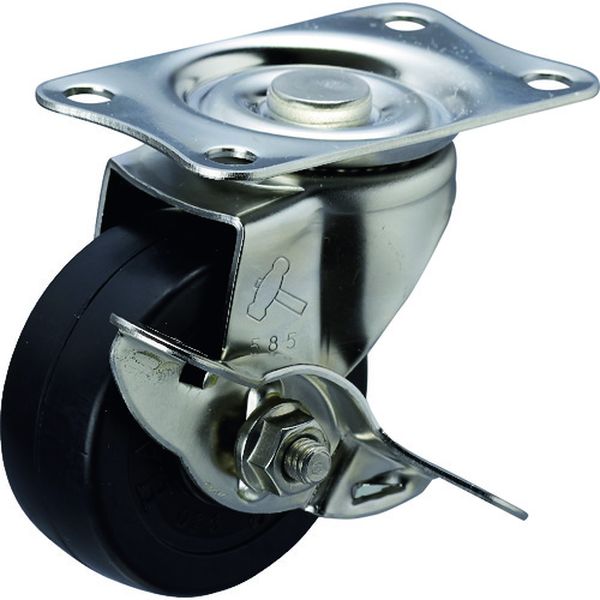 オールステンレス　Ｅ型自在　ＳＰ付　ゴム車５０ｍｍ