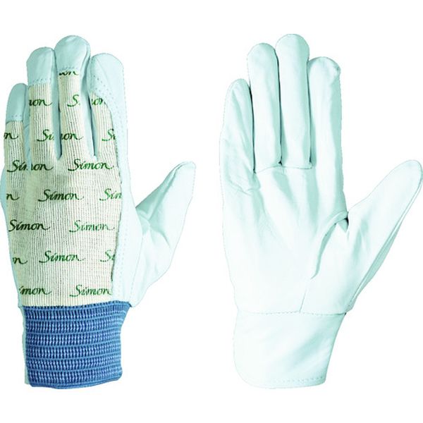 牛本革手袋　甲メリヤス袖口ゴムタック　１２６白　ＬＬ寸