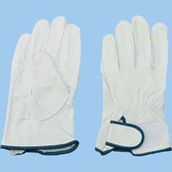 牛本革手袋　袖口マジックバンド式　７１７Ｐ白　Ｌ寸