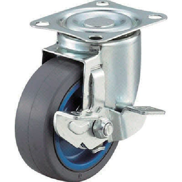 エアーキャスター（自在車ストッパー付）　７５ｍｍ　ゴム車