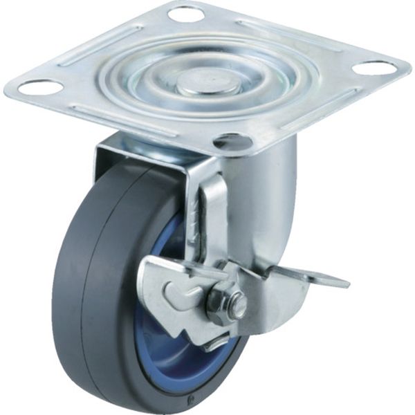 エアーキャスター（自在車ストッパー付）　７５ｍｍ　ゴム車