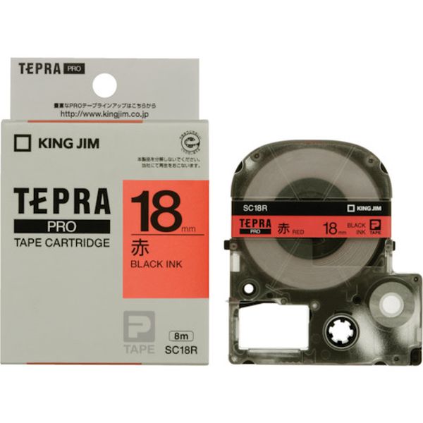 キングジム　テプラＰＲＯテ－プカ－トリッジ　カラータイプ（赤に黒文字）