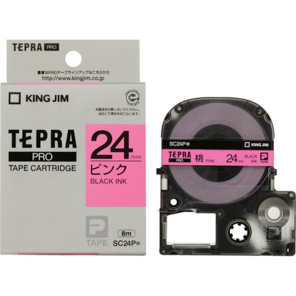 キングジム　テプラＰＲＯテ－プカ－トリッジ　カラータイプ（ピンクに黒文字）