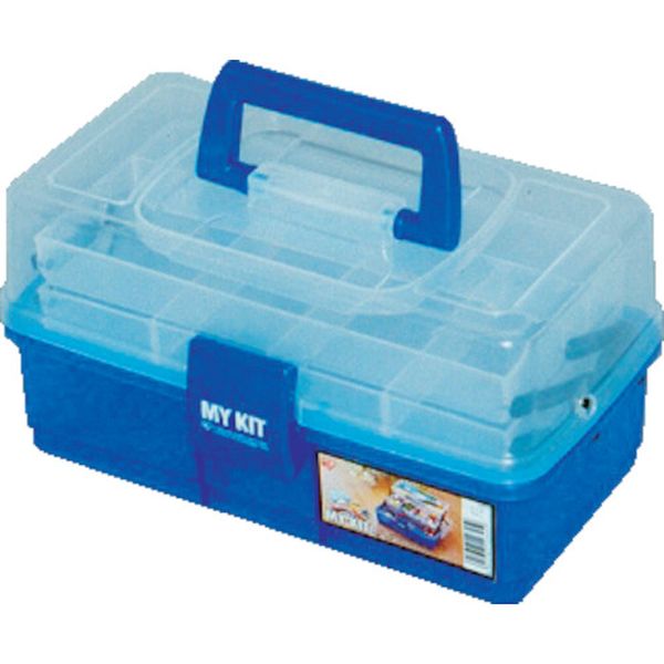 小物ケース　マイキット　２７０×１６０×１５０　クリア／ブルー