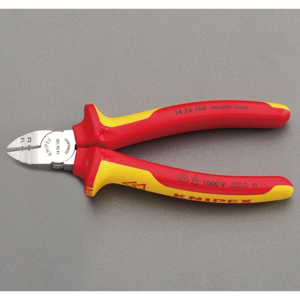 160mm 絶縁穴付ニッパー(グリップ付/メッキ)