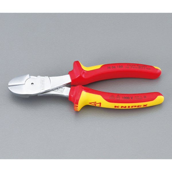 180mm2 強力型ニッパー 絶縁(グリップ付/メッキ)