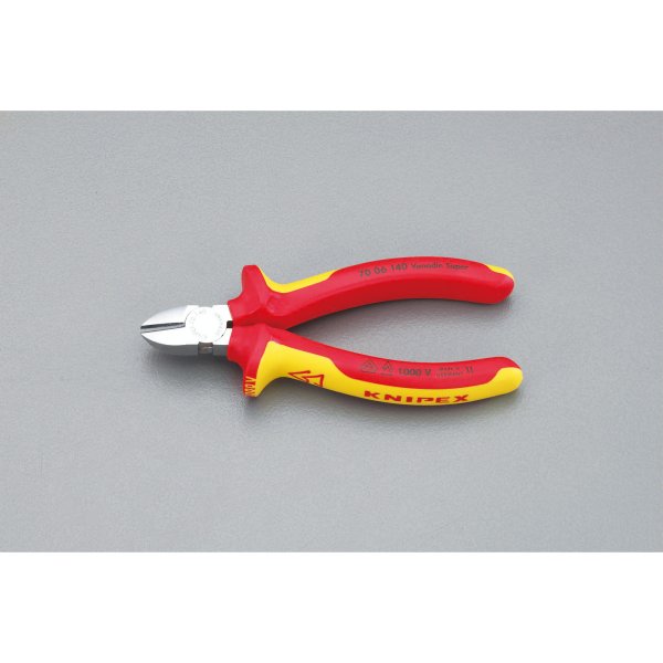 140mm 電工ニッパー 絶縁(グリップ付/メッキ)