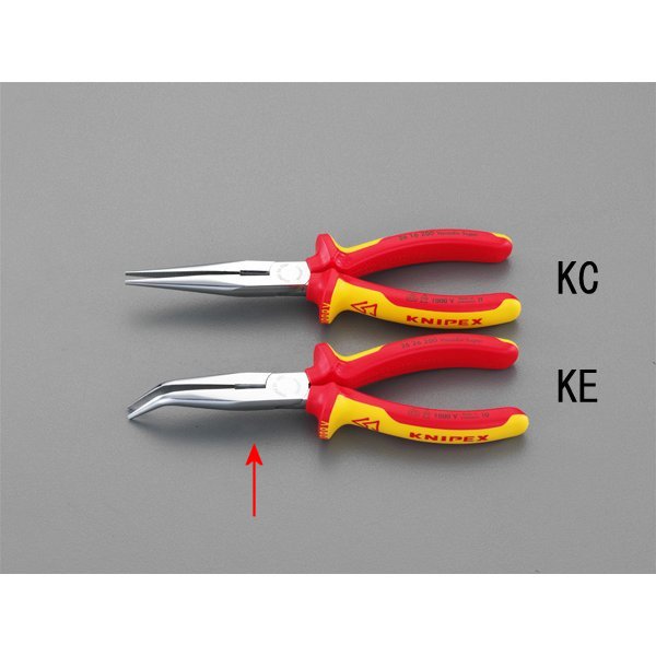 200mm 絶縁ラジオペンチ(グリップ付/先曲/メッキ)