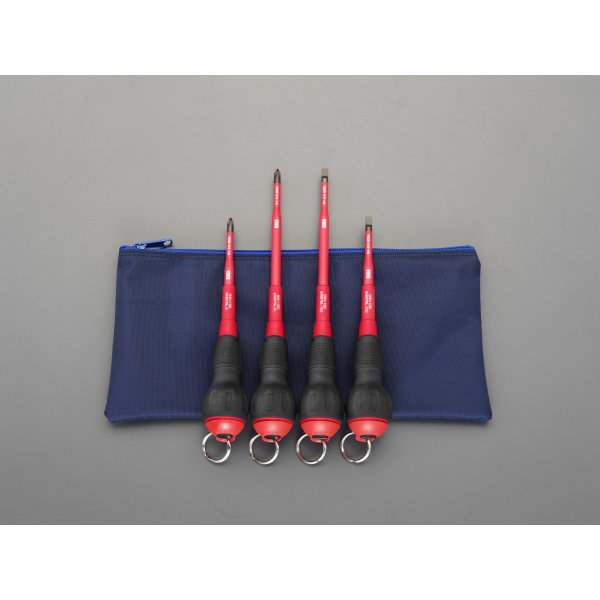 4本組 ドライバー 絶縁 落下防止リング付