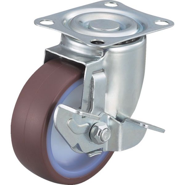 エアーキャスター（自在車ストッパー付）　７５ｍｍ　ウレタン車