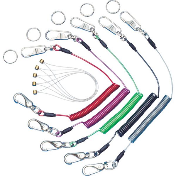 安全ロープ（ステンレスワイヤー芯）ダイレクトキャッチフック付レッド