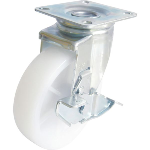 産業用キャスターストッパー自在車　１３０径ナイロン車輪