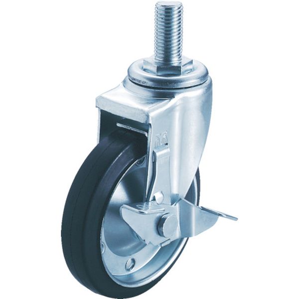 ねじ込みキャスターＳ付自在車　１２５径ゴム車輪