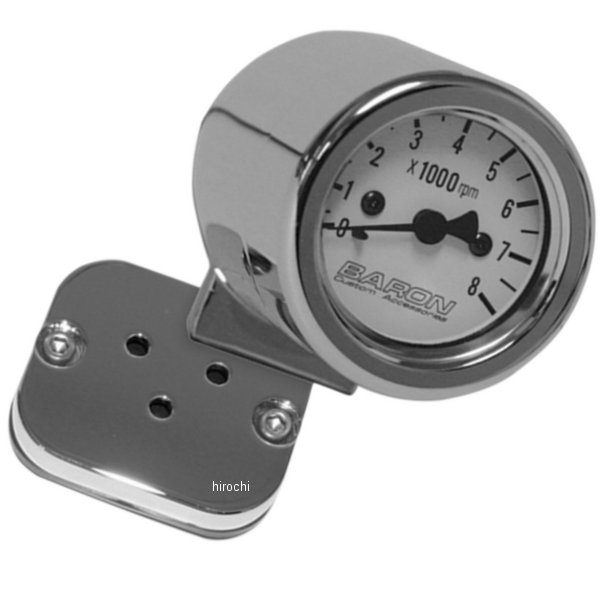 2インチ ミニ電子タコメーター 8000rpm 1インチ(25mm)バー 白