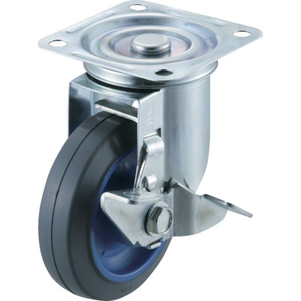 エアーキャスター（自在車ストッパー付）　１２５ｍｍ　ゴム車