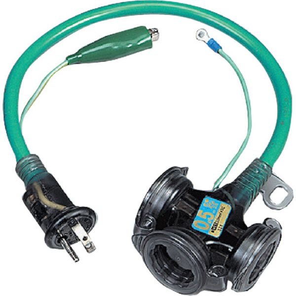 防雨型２Ｐ接地付ショートタップ　０．５ｍ　アースグリーン