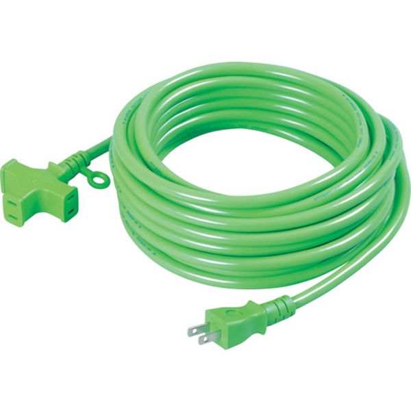 十字トリプル延長コード　アース無し　１０ｍ　緑