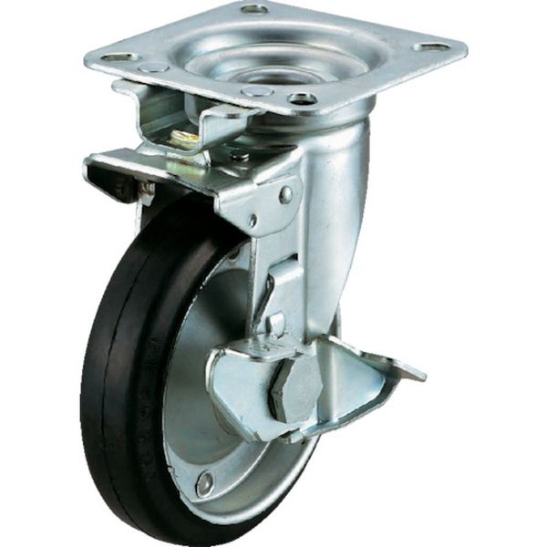 産業用キャスター旋回固定式Ｓ付自在車　　１５０径ゴム車輪