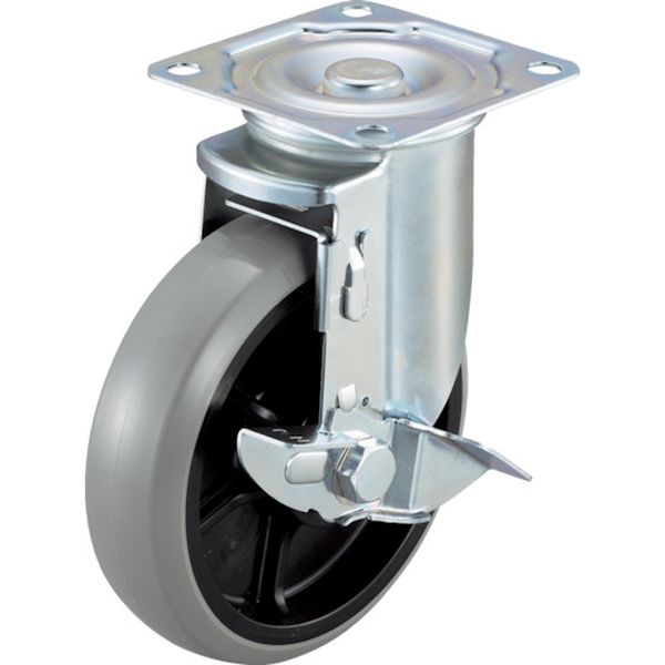 エアーキャスター（自在車ストッパー付）　１２５ｍｍ　ウレタン車