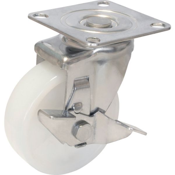 キャスターステンレス製Ｓ付自在車　１００径ナイロン車輪