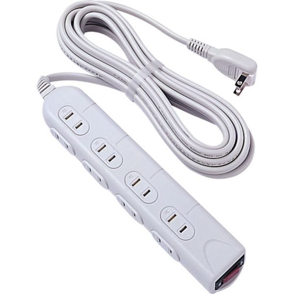 ロアス　ＯＡタップ５ｍシャッター付　２Ｐ８個口　ライトグレー