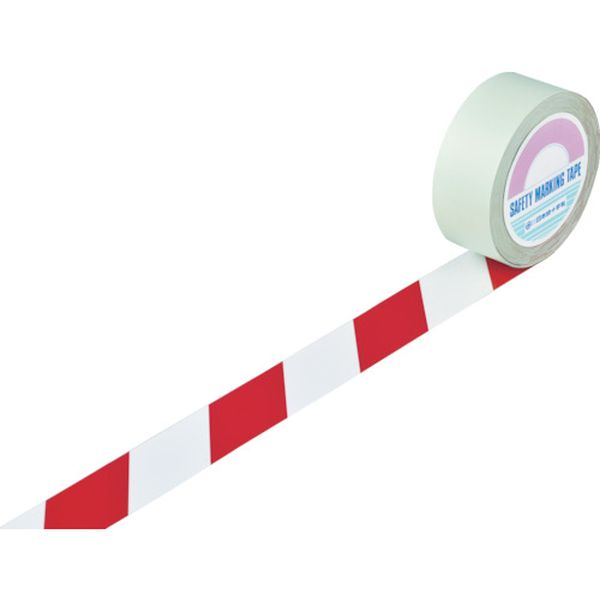 ラインテープ（ガードテープ）　白／赤　５０ｍｍ幅×２０ｍ　屋内用