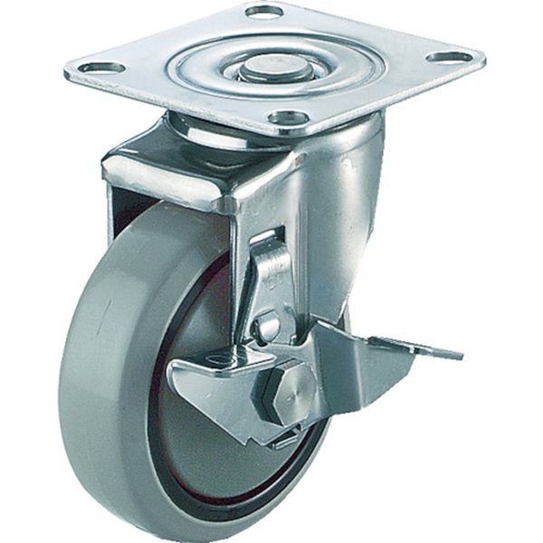 キャスターステンレス製Ｓ付自在車　１２５径ナイロンホイルウレタン車