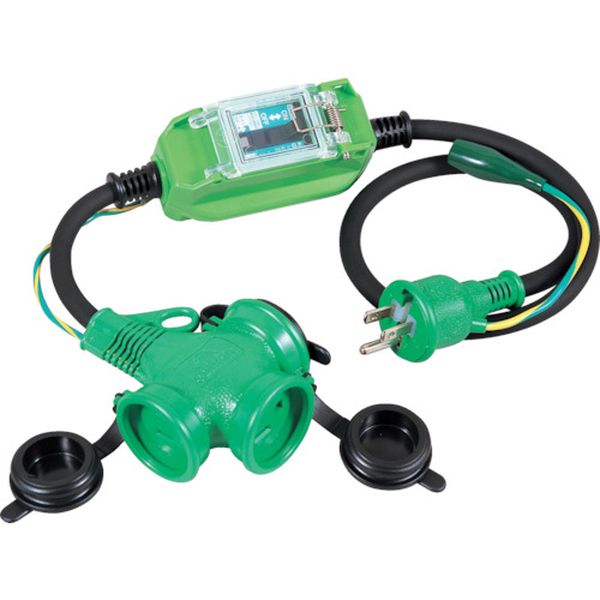 防雨型ポッキン延長ブレーカ　１００Ｖ　漏電しゃ断器付　１ｍ